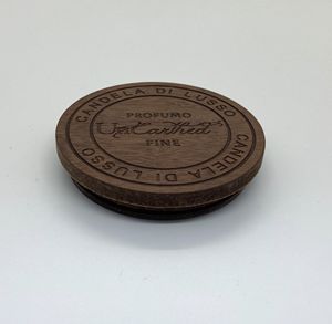 Tapa de vela personalizada de madera contrachapada de MDF de forma redonda, sensación de tacto suave, logotipo de grabado profundo, tapas de madera de nogal para Color tarros - Product Image 1