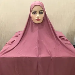 马来西亚纯色崇拜兜帽新款穆斯林头巾纱巾定制棉袍围巾长祈祷头巾