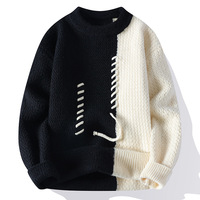 Pull tricoté décontracté à col rond, épais, anti-boulochage, en polyester, avec logo frontal, tendance et personnalisé pour l'hiver