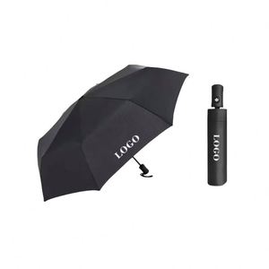Parapluie de golf promotionnel noir grand format à ouverture automatique personnalisé avec logo, double couche - Product Image 1
