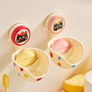 Suction Cup Beauty Sponge Storage Box Pink Slippery Cat Cosmetic Organizer For Bathroom Vanity Makeup Storage - Product Image 3