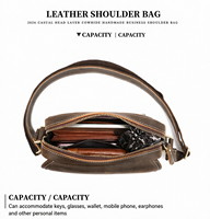 Sac à bandoulière pour homme de style rétro en cuir véritable Crazy Horse, sac bandoulière polyvalent et tendance