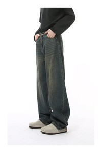 Consegna Rapida Jeans Americani Retrò Camo Scimitar a Vita Alta per Uomo e Unisex, Design Invertito, Gamba Larga - Product Image 4