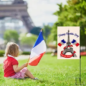 12 x18in stampa fronte-retro Happy Bastille Day juta Garden Flags per decorazioni all'aperto per il giorno dell'indipendenza francese