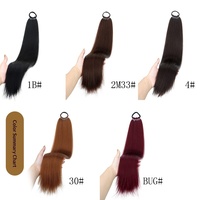 Queue de cheval longue et droite en fibre synthétique de 24 pouces, à clipser, avec bandeau enveloppant, extensions de cheveux, postiche pour femmes blanches