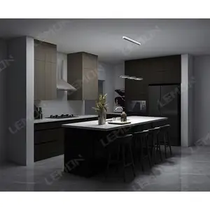 A buon mercato piccolo compatto rustico rimodellamento di lusso a forma di L Set completo piccola cucina isola Cabinet idee