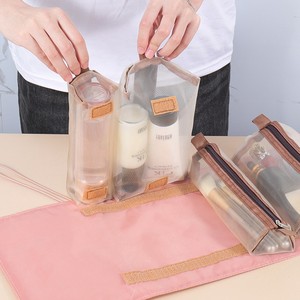 Nouvelle trousse de maquillage écologique à fermeture éclair 4 en 1, portable, multifonction, de capacité moyenne, pliable pour l'organisation - Product Image 3