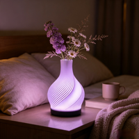 Lampe de table en forme de vase imprimée en 3D pour la décoration du salon et de la chambre, fleurs hydroponiques, lumière USB tricolore