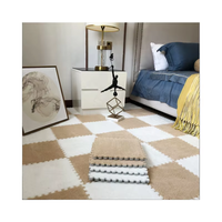 Tapis puzzle en fourrure bleue moderne, tapis en peluche hirsute à poils longs, tapis de sol antidérapant pour enfants, ensemble pour le jeu et la décoration