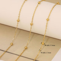 Cadenas de Acero Inoxidable con Baño de Oro PVD de 18K, Resistentes al Agua, con Estilos de Cable, Bola, Caja y Curb, para Collares DIY, Accesorios de Joyería al por Mayor
