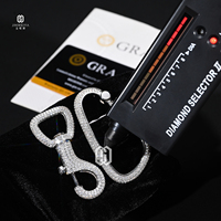 Porte-clés mousqueton en laiton de haute qualité, grande taille, style Hip Hop Iced Out, avec moissanite VVS, passe le test du diamant