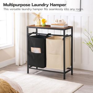 Vendite calde <span class=keywords><strong>bagno</strong></span> camera da letto <span class=keywords><strong>Design</strong></span> moderno cesto portabiancheria a 2 sezioni - Product Image 2