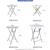 Table de cocktail pliante ronde haute, portable, en plastique, pour événements et fêtes