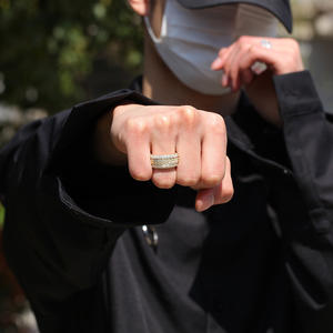 Bague cubaine rotative en zircon micro-incrusté de hip-hop transfrontalier bague hipster de personnalité de mode de galvanoplastie en or véritable - Product Image 4