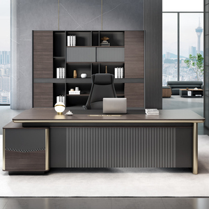 Muebles de oficina modernos de madera de lujo en forma de L, escritorio ejecutivo de elevación de Gerente de melamina para escritorio de Gerente Ejecutivo Boss - Product Image 2