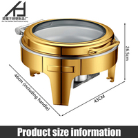 Luxuriöses Hotelzubehör: Edelstahl 6L Gold Rundes Buffet-Set, Hydraulischer Chafing Dish Speisenwärmer mit Glasdeckel für Restaurants