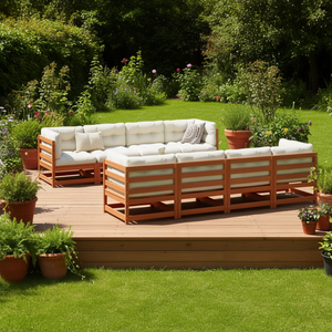 Set Divano da Giardino in Teak 6 Posti, Arredamento da Esterno Resistente alle Intemperie, Design Rustico con Struttura in Legno - Product Image 2