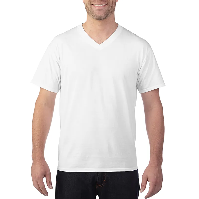 63 V00 Großhandel 150g Leichte weiche Slim Fit V-Ausschnitt Unisex neues Design benutzer definierte Druck leere T-Shirt
