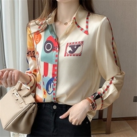 2025 Oem nouvelle mode lettre imprimé Ol chemises femmes Blouses été printemps décontracté ample à manches longues hauts Blusas Mujer