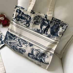 Grand <span class=keywords><strong>Comptoir</strong></span> Zoo Motif <span class=keywords><strong>Cadeau</strong></span> Toile Sac Étudiant Grande Capacité Sac Shopping Grande Taille Main Lin Coton - Product Image 6