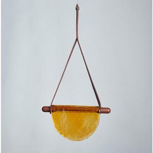 Glass And Leather Pendant <b>Light</b> Oval Shape E27 Bulb Base <b>Led</b> <b>Light</b> Source Switch Control For Home Bedroom <b>Bar</b> Counter Lighting - Product Image 3