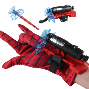 Commercio all'ingrosso Cosplay <span class=keywords><strong>Spider</strong></span> <span class=keywords><strong>Man</strong></span> Fidget giocattoli fingere Super uomo arco e freccia Web Shooter sicurezza da polso giochi per bambini - Product Image 1