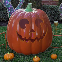 Grande sculpture de citrouille en fibre de verre, style alimentaire, pour extérieur, effet réaliste, artisanat peint pour aménagement paysager de jardin, décoration d'Halloween