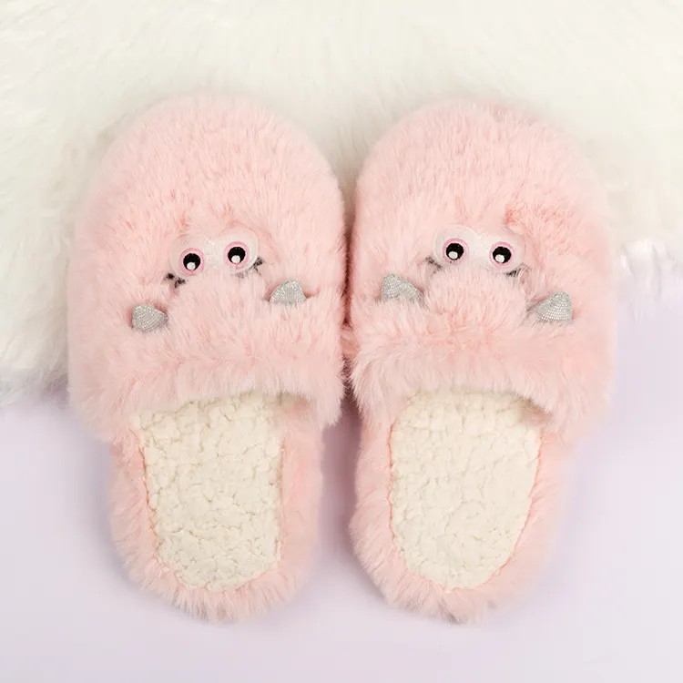 Neuer Stil gute Qualität Komfort und Haltbarkeit Kaninchen fell rosa niedlichen weichen Schaf Hausschuhe für Kinder und Damen