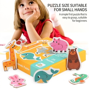 Jeu de puzzle en carton pour enfants, 2 pièces, animaux, circulation routière, fruits, bilingue, Montessori, éducatif, cadeau d'apprentissage - Product Image 2