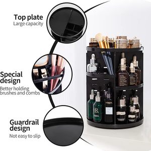 Estante giratorio de acrílico transparente para el cuidado de la piel de escritorio, organizador de Perfume de tres capas, caja de almacenamiento de cosméticos de diamante giratorio 360 - Product Image 5