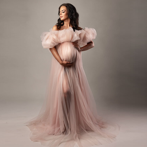 Vestidos para Sesión de <span class=keywords><strong>Fotos</strong></span> de Maternidad, Gran Venta, Vestido de Noche de Maternidad con Hombros Descubiertos para Mujer, Vestido de Maternidad de Alta Calidad para Fotografía - Product Image 1