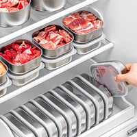 Conteneur alimentaire en acier inoxydable en gros avec couvercle, boîte à lunch, récipient de préparation des repas pour réfrigérateur et cuisine