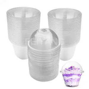 Fabricante Bebidas frías fruteros y tazas cubierta embalaje de plástico 200ml vasos de plástico para postres