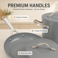 Ensemble de 7 ustensiles de cuisine antiadhésifs en céramique : marmite, casserole, poêle à frire, sauteuse, compatible induction, sans PFAS, personnalisable pour cuisine OEM
