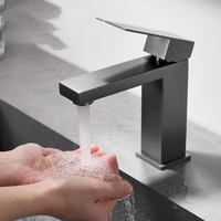Robinet de salle de bain carré le plus vendu en acier inoxydable SUS304, mitigeur chaud/froid pour lavabo, usage résidentiel moderne