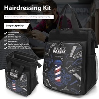Sac à dos de coiffeur personnalisé grande capacité en polyester imperméable avec fermeture éclair pour tondeuses électriques et sèche-cheveux