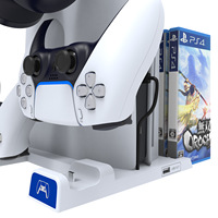 PG-P5S009 pour PS5 Slim/PS5 – Support de charge double, rangement de disques, support de casque et socle vertical pour manettes PS5