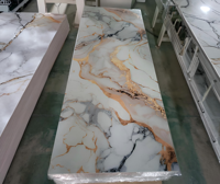 Panneau mural en feuille UV 1220x2440mm, panneau mural SPC effet marbre brillant, ignifuge B1, sans formaldéhyde E0, pour projets hôteliers, vente en gros
