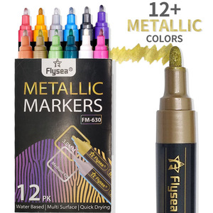 Pump Action Marker Scrapbooking for <strong>Adults</strong>, Kids, Set of 12 Glitter Metallic Marker Paint <strong>Pens</strong> - Product Image 3