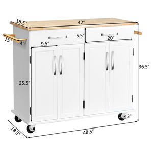 Modern DB Rolling Kitchen Island <b>Cart</b> with Smooth Lockable Wheels and Rubber <b>Wood</b> Top - Product Image 4