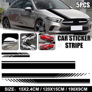5 autocollants latéraux de voiture, bandes décoratives pour carrosserie, autocollants pour capot de porte, couvre-rétroviseurs, style sport racing pour Toyota/BMW/Audi/VW/Benz - Product Image 1