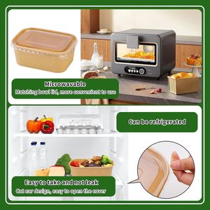Tapas de Papel Kraft Desechables con Logotipo Personalizado, Envases de Alimentos a Prueba de Fugas, Platos y Tazones - Product Image 3