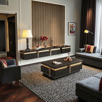 Ensemble de meubles de salon rectangle blanc de luxe table basse nordique d'appartement d'hôtel avec support TV à tiroir