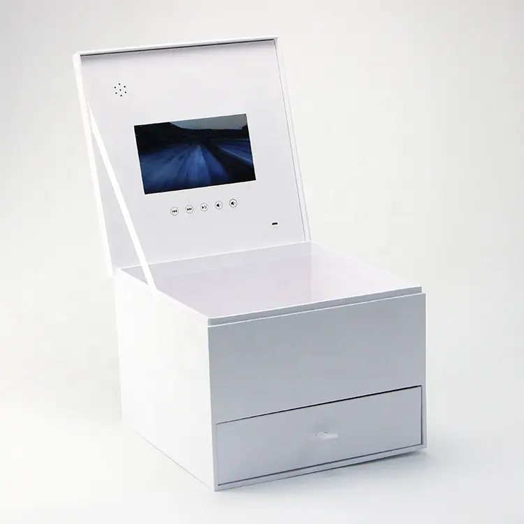 אופנה עיצוב 7 אינץ LCD תצוגת וידאו נגן פרח מתנת אריזה לבן כפול וידאו מגירת קופסא