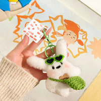 Porte-clés en peluche lapin mignon kawaii, décoration de Noël, cadeau, mini, coton PP écologique, imprimé UV 3D