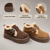 Bottes d'hiver pour femmes, doublées de fausse fourrure d'agneau, plateforme de 4,5 cm, chaussures chaudes et tendance, couleur personnalisée, fabrication en usine