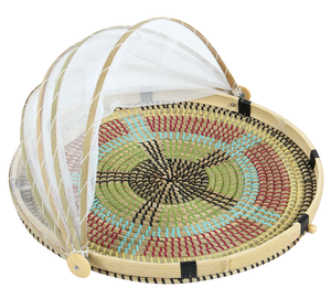 Bamboo Food <b>Cover</b> Tray with Insect Net <b>Cover</b>, Handwoven Bamboo Tray for Serving Food, Dining <b>Table</b>, <b>Outdoor</b> Picnic Use - Product Image 5
