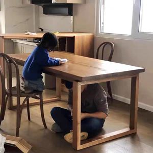 Solid Wood Dining Table <b>Large</b> Slab Long <b>Desk</b> For Living Room Library Parent Child Study Home Office Use - Product Image 1