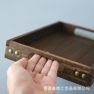 Paulownia Wood <b>Tea</b> <b>Tray</b> Rectangle With Brass Hardware For <b>Tea</b> Serving And Storage - Product Image 1