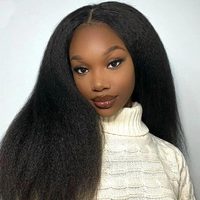 Perruque frontale en dentelle HD 13x6, cheveux humains vietnamiens bruts, texture raide crépue, sans colle, prête à porter, pré-coupée, densité 250%, pour femmes